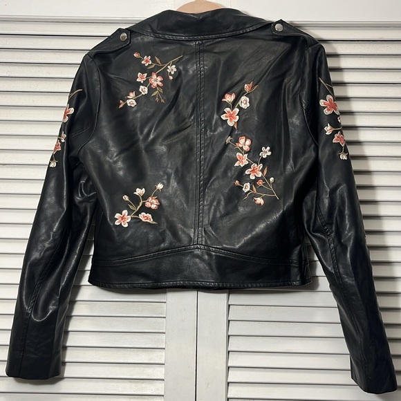 Jealous Tomato Medium Faux Leather Embroidered Jacket - Picture 4 of 5